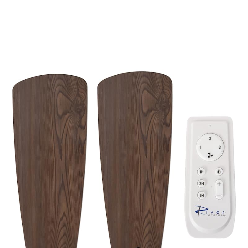 Aiden River of Goods Gray and Mahogany Metal Remote-Controlled 42" Ceiling Fan - 42" x 42" x 11"/15.25"