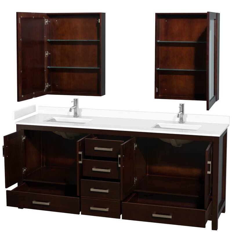 Sheffield Double Bathroom Vanity Set, Cultured Top, Medicine Cabinets