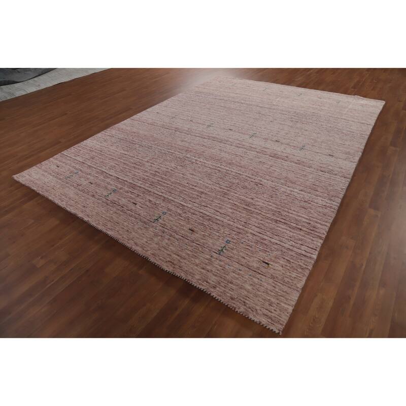 Hand Knotted Oriental 100% Wool Carpet Tribal Animal Pictorial Pink Gabbeh Area Rug - 10' 8'' X 7' 9''