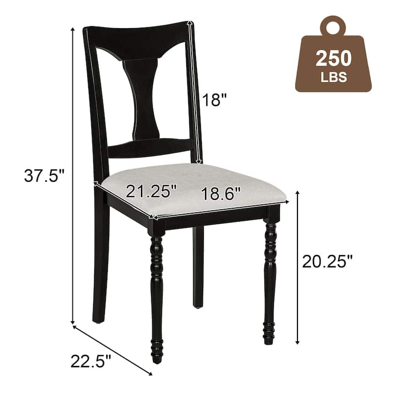 Farmhouse Linen Upholstered Dining Chairs Set of 6 with Solid Wood Legs