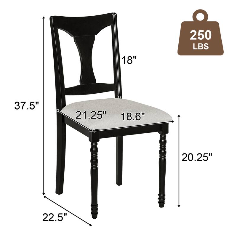 Upholstered Dining Chairs Set of 6, Farmhouse Armless Kitchen Chairs with Solid Wood Legs for Dining Room, Living Room