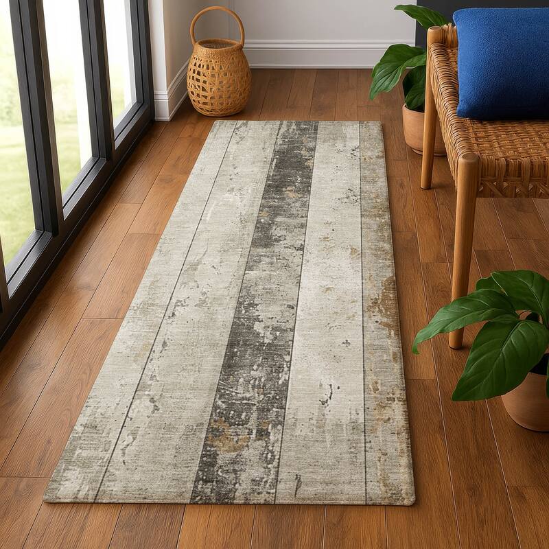 Premium Washable Super Soft Modern Stripe Mayfield Rug - Beige - 2'3" x 7'6"