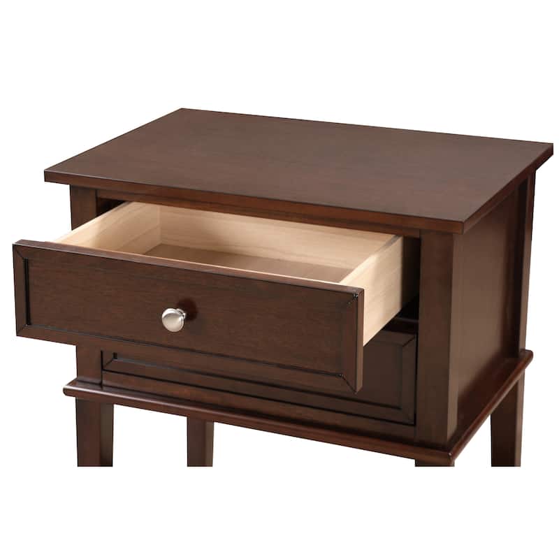 Cappuccino Nightstand 28x22x16 Contemporary Bedside Table with Open Shelf Storage, Rich Finish and Durable Design