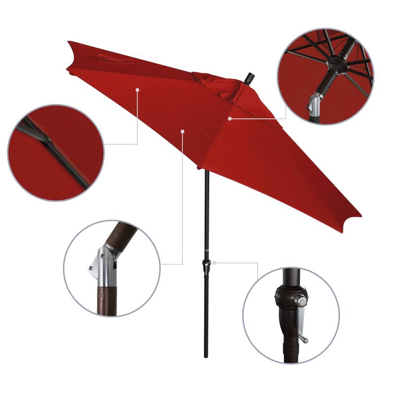 California Umbrella 9' Sunset Series Patio Umbrella Bronze Aluminum Frame and Ribs, Crank Lift Auto Tilt, Pacifica Pacific Blue