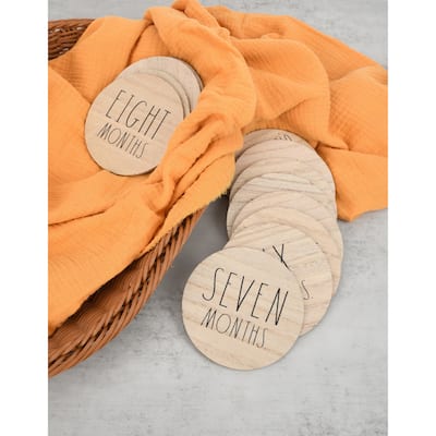 Rae Dunn Baby Milestone Wooden Discs - Set of 13