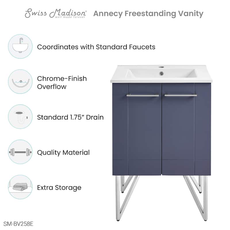Swiss Madison SM-BV258 Annecy 24" Free Standing Single Basin Vanity