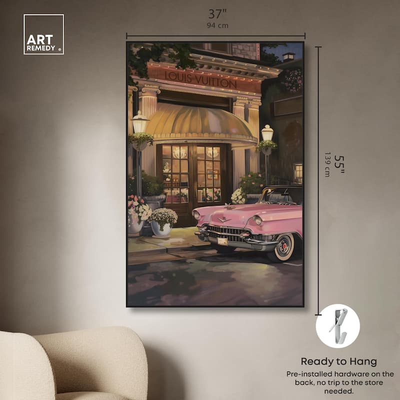 Classic Car Store Visit Canvas by Art Remedy