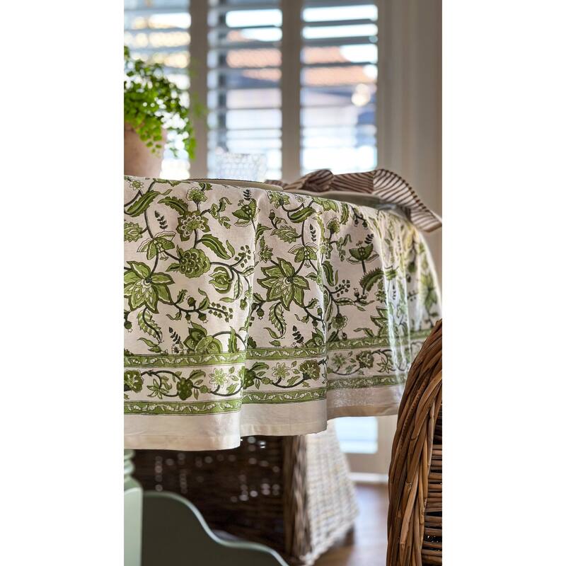 Green Chintz Round Tablecloth