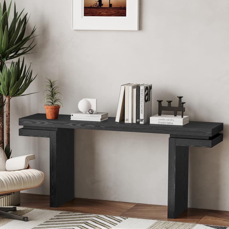 66" Rectangular Wood Veneered Console Table
