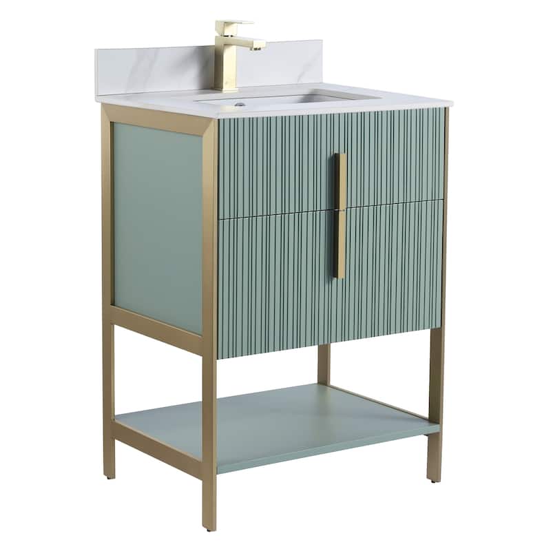 Fine Fixtures Serenity Modern Bathroom Vanity with White Carrara Stone Top