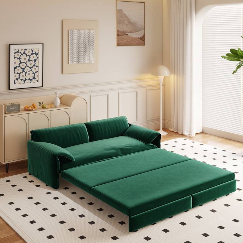Convertible Sleeper Sofa Multi-Functional Velvet Loveseat Bed