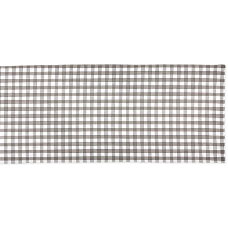 14"x72" Gray White Gingham Buffalo Checkered Rectangular Table Runner