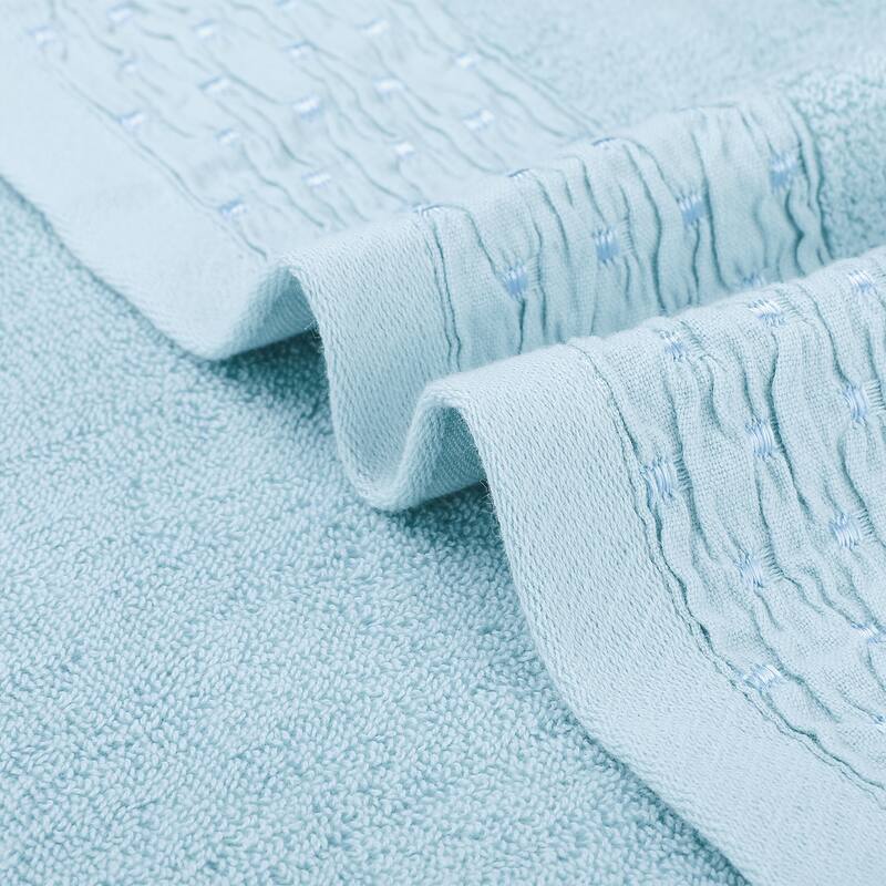 Embroidery Pattern Hand Towels Set, Cotton Comfortable Hand Towels for Bathroom, Kitchen 14" x 30" Blue