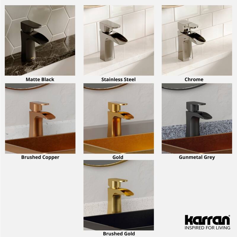 Karran Kassel Single Hole Single Handle Basin Bathroom Faucet with Matching Pop-up Drain