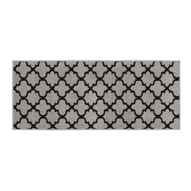 Wool Effect Arabesque Kitchen Mat - 48" L x 20" W x 1/4" H - Gray/Black