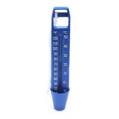 9.5" White and Blue Large Pocket Swimming Pool and Spa Thermometer with Cord