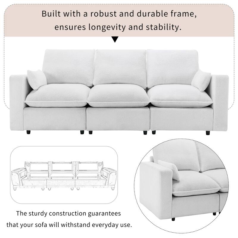 3 Seat Sofa with Removable Back & Seat Cushions Sectional Sofa & 2