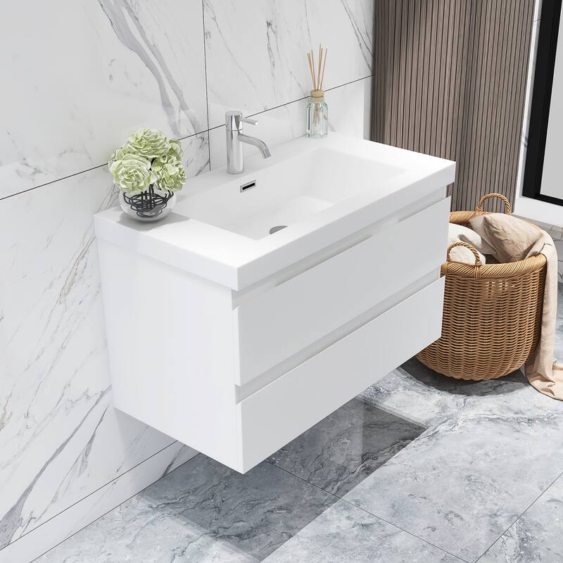 Floating Bathroom Vanity with Resin Top