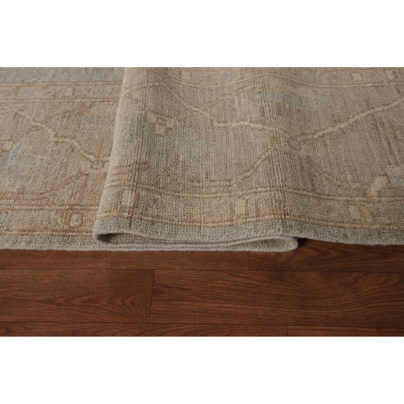 Light Blue Oushak Vegetable Dye Area Rug Handmade Wool Carpet - 8'3"x 9'7"