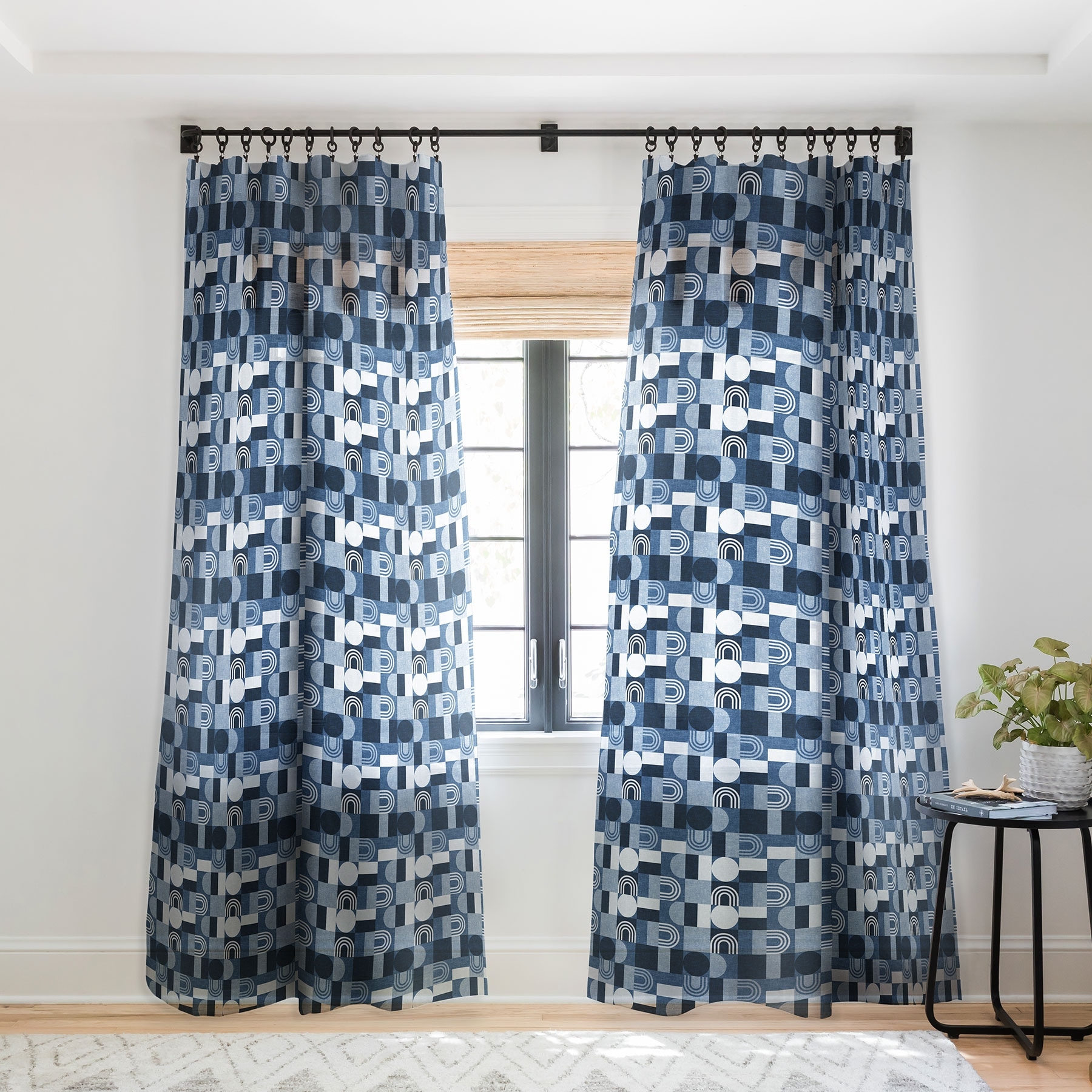 1-piece Sheer Geometric Patchwork Blue Made-to-Order Curtain Panel - Bed  Bath \u0026 Beyond - 36712270, image size:1800x1800