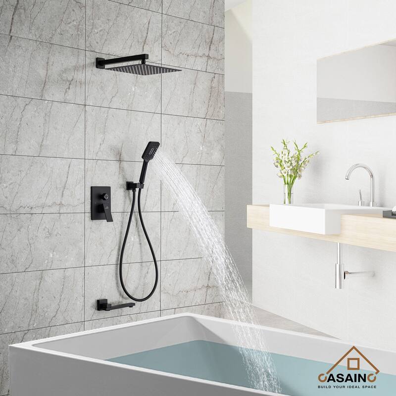 1-Handle 3-Spray Pattern 10 in. Wall Mount Shower Set Shower Head, Tub and Shower Faucet - 10 inch