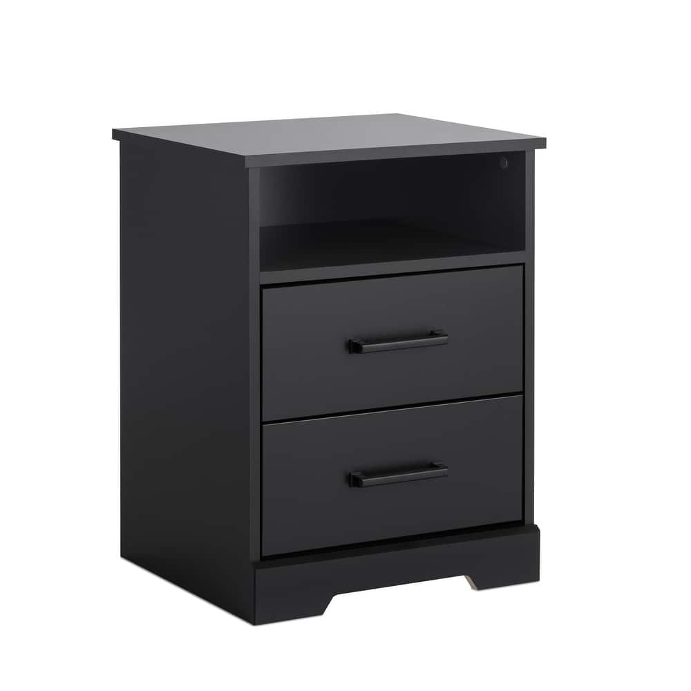 Prepac Rustic Ridge Farmhouse Nightstand Bedside Table, Nightstand for Bedroom, End Table with 2 Drawers and Open Shelf