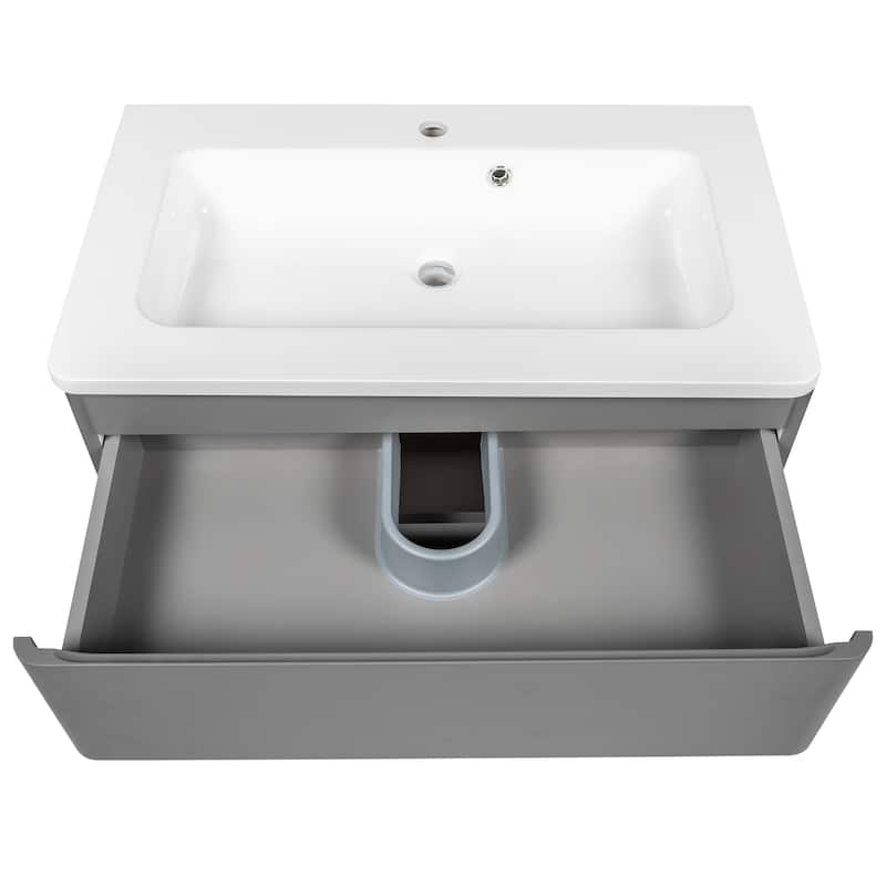Modern Wall-Mounted Bathroom Vanity with Washbasin | Comfort Collection mirror Omega R-line 40" included