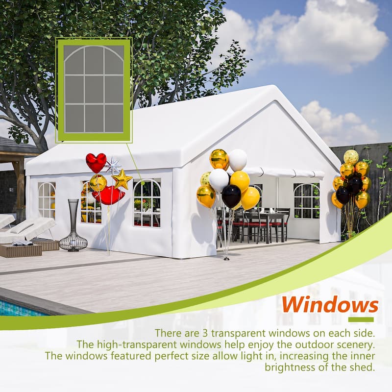 20x20 FT Party Tent with 2 Storage Bags & Removable Sidewalls, Outdoor Canopy Gazebo for Carport Camping Garden Wedding