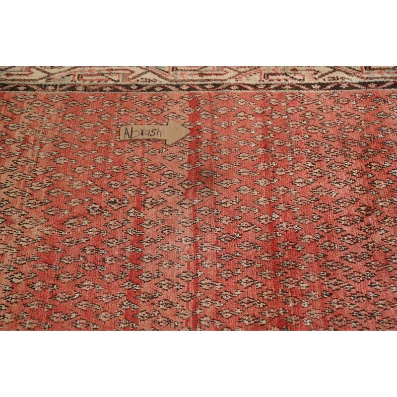 Hand Knotted Oriental 100% Wool Carpet Traditional All-Over Red Botemir Runner Rug - 9' 4'' X 3' 8''