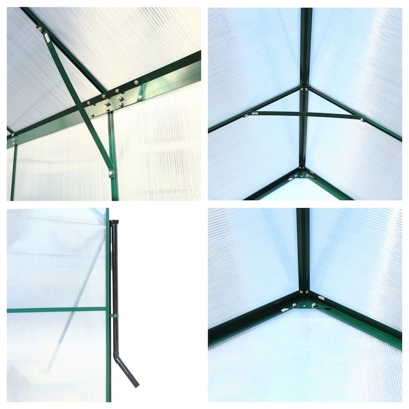 Heavy Duty Aluminum Outdoor Polycarbonate Greenhouse with Rain Gutter