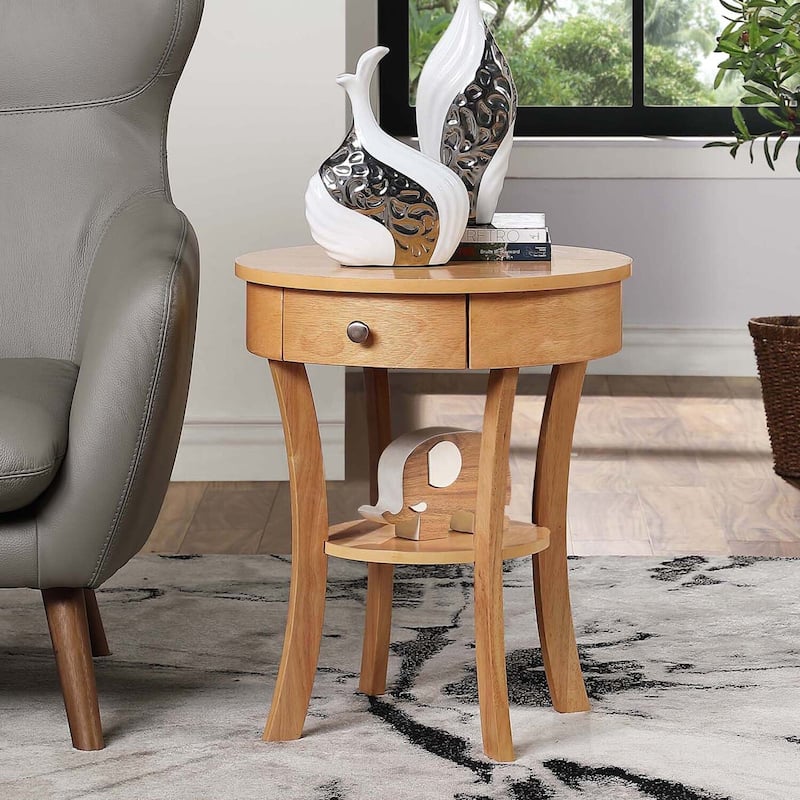 1 Drawer End Table with Shelf, Rubberwood Accent Table with Concealed Storage Drawer and Bottom Shelf for Living Room - 20