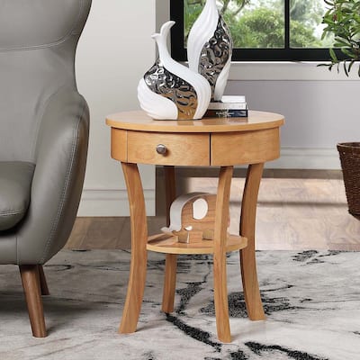 1 Drawer End Table with Shelf, Rubberwood Accent Table with Concealed Storage Drawer and Bottom Shelf for Living Room - 20