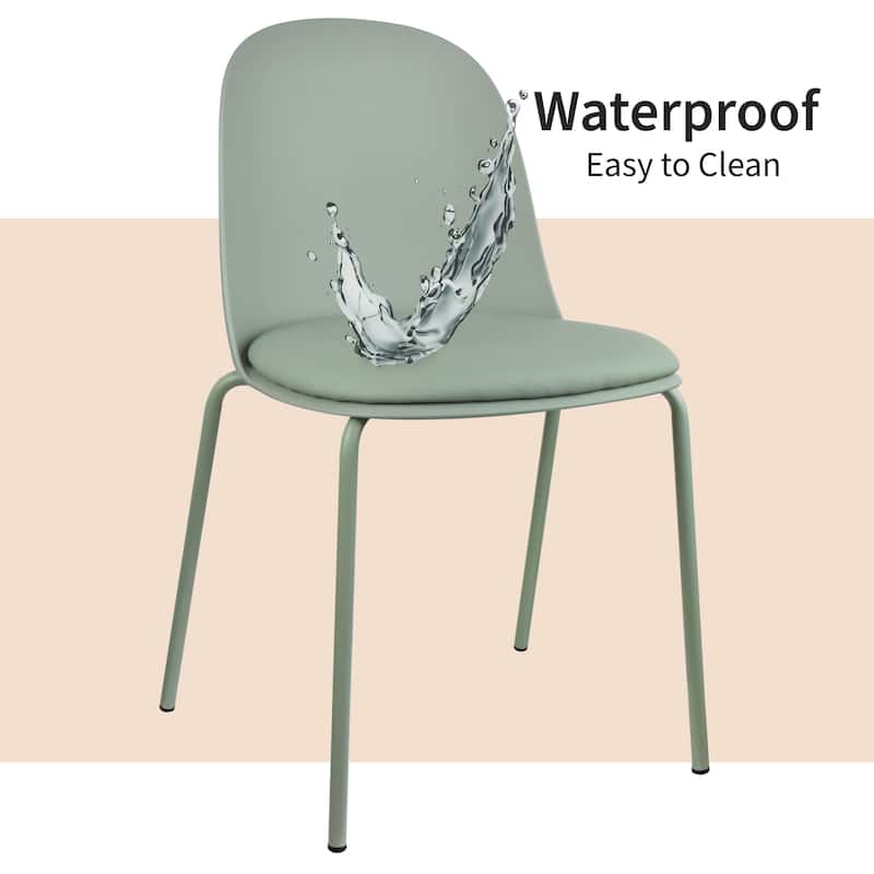 Set of 2 Plastic Dining Chairs Padded Seat Cushion For Kitchen Outdoor Patio Office Waiting Room Breakroom Guest