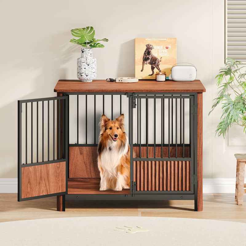 GDF Studio - Oakridge Modern Furniture Dog Crate with Multi-Door Design