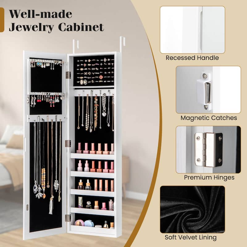 Costway Jewelry Cabinet Wall or Door Mounted Jewelry Armoire with