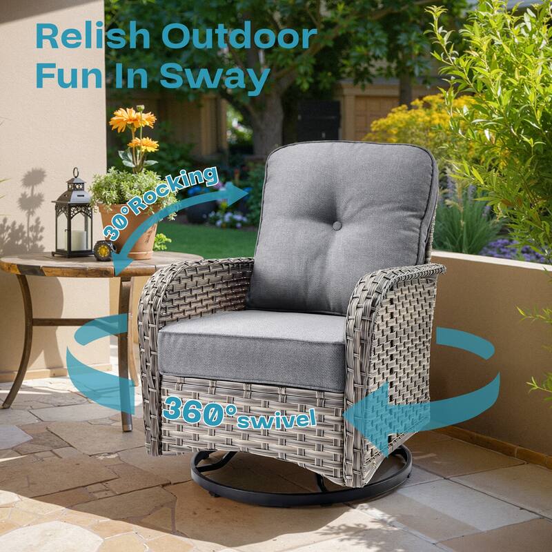 OVIOS 9-Piece Outdoor Chaise Lounge Sofa Set​ With Fire Pit​