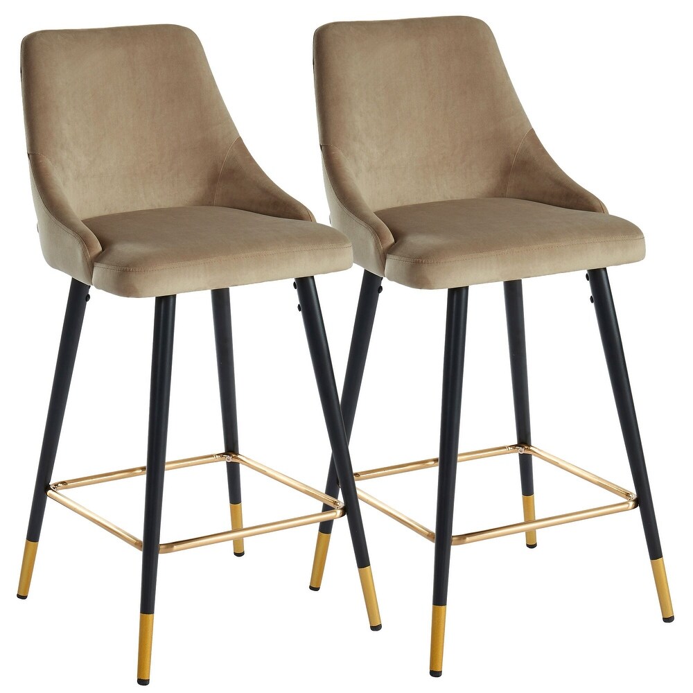 Overstock Set of 2 Taupe Brown and Black Contemporary Counter Stools 38.75 inch (Brown)