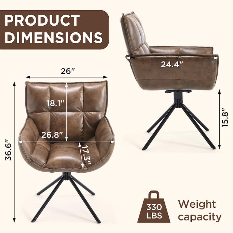 Faux Leather Upholstered Swivel Club Chair Accent Armchair (Set of 2)