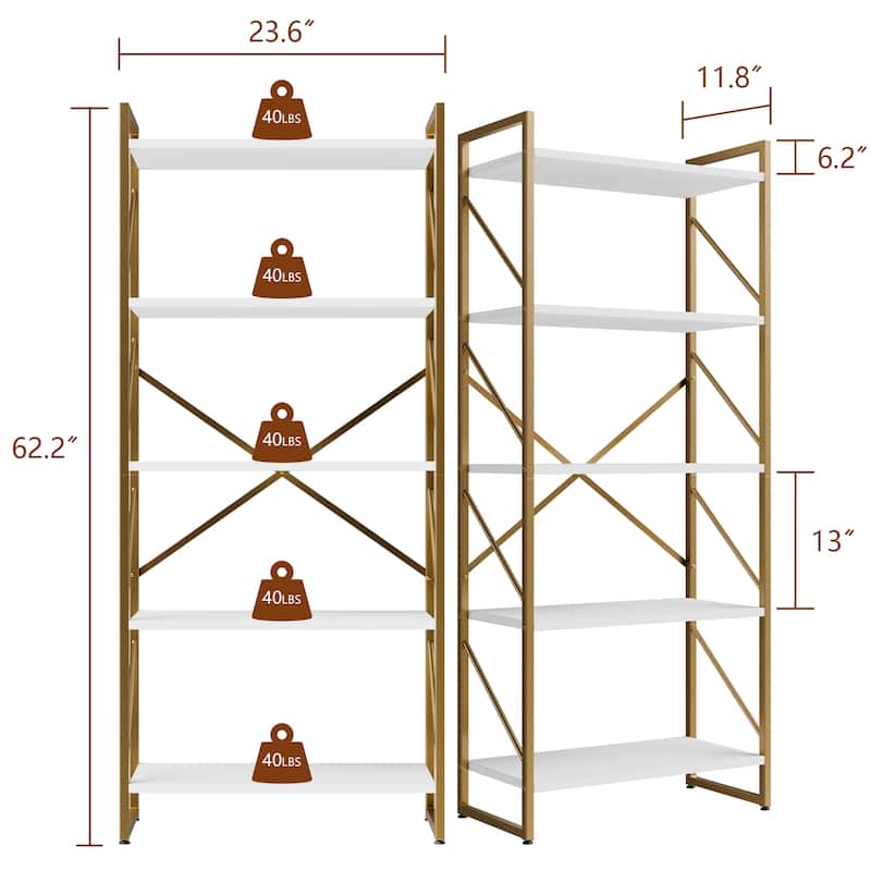Futzca 5 Tier Storage Bookshelf
