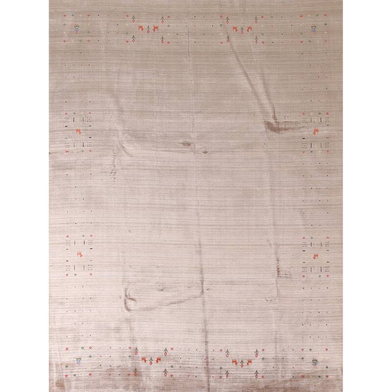 Gabbeh Oriental Area Rug Handmade Tribal Bedroom Silk Carpet - 7'9"x 9'7"