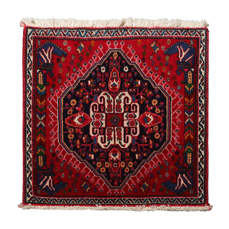 2'1''x2'1'' Square Hand Knotted Wool Navy Chagaei Traditional Area Rug - 2' 1'' x 2' 1''-Square - 2' 1'' x 2' 1''-Square