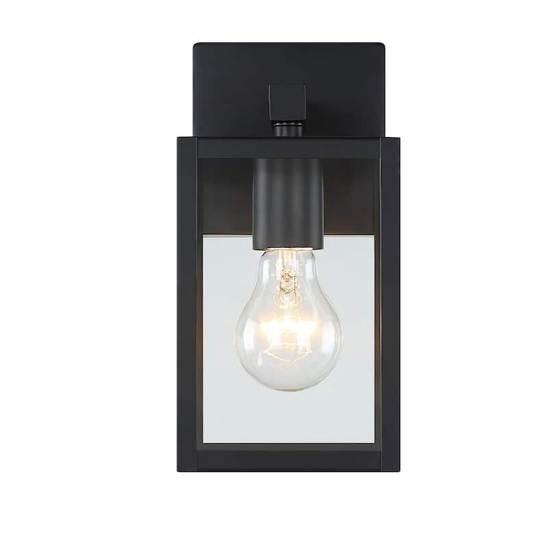 9.5 in. Black Outdoor Hardwired Wall Lantern Scone with Clear Glass Shade and No Bulbs Included