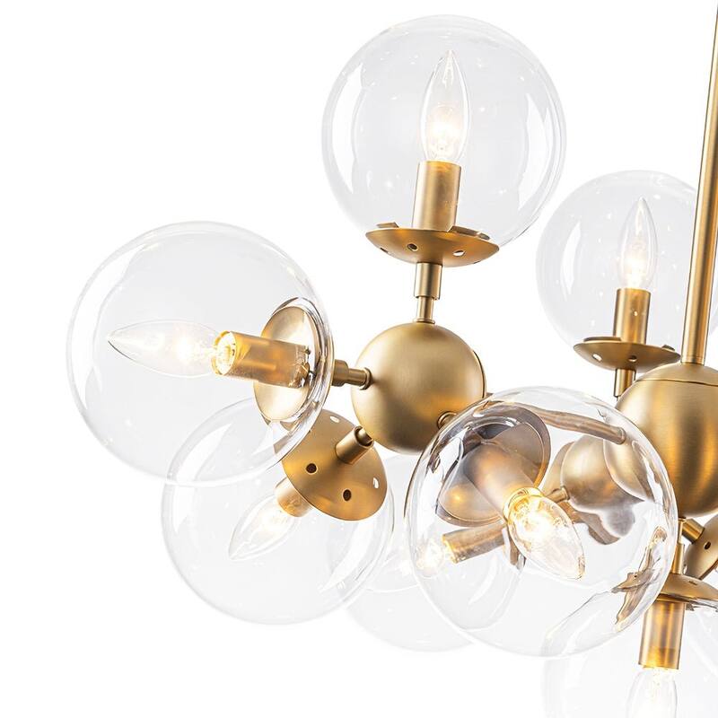 Mid-Century Modern 13-Light Glass Sphere Branch chandelier - 34.6 in