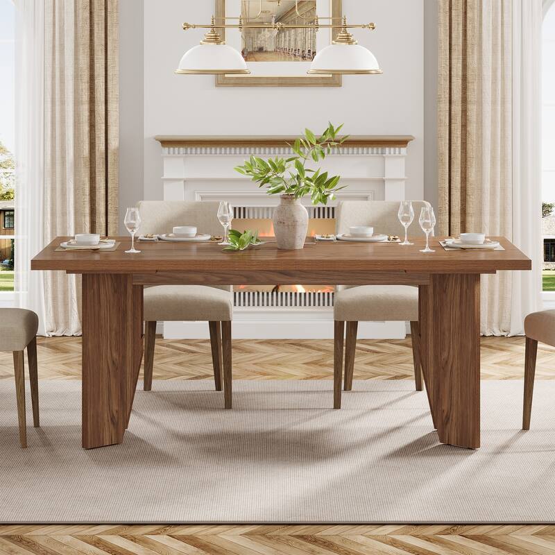 63" Dining Table for 4-6, Farmhouse Rectangular Kitchen Table - N/A
