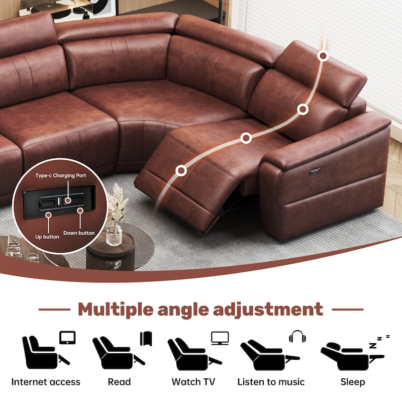Power Recliner 6-Piece Sectional Sofa with Storage Console