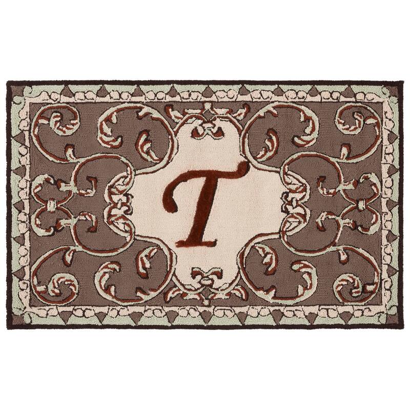 SAFAVIEH Hand-hooked Monogram Athina J Mocha Rug
