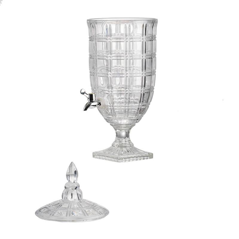 A&B Home Clear and Polished Silver 21-inch Grid Pattern Lidded Drink Dispenser