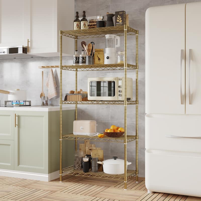 5-Tier Steel Storage Rack with Adjustable Shelves for Organizing Garage Pantry and Kitchen