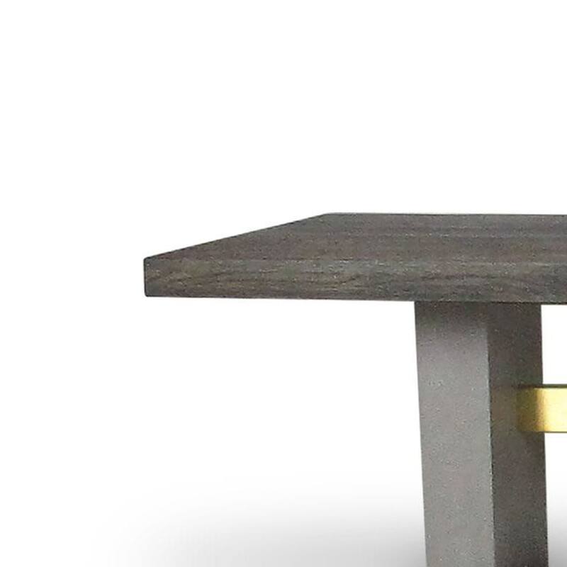 Cid Coe Dining Table, 94 Inch Brown Walnut Top, Gray Concrete Pedestal Base - Gray, Brown, Brass