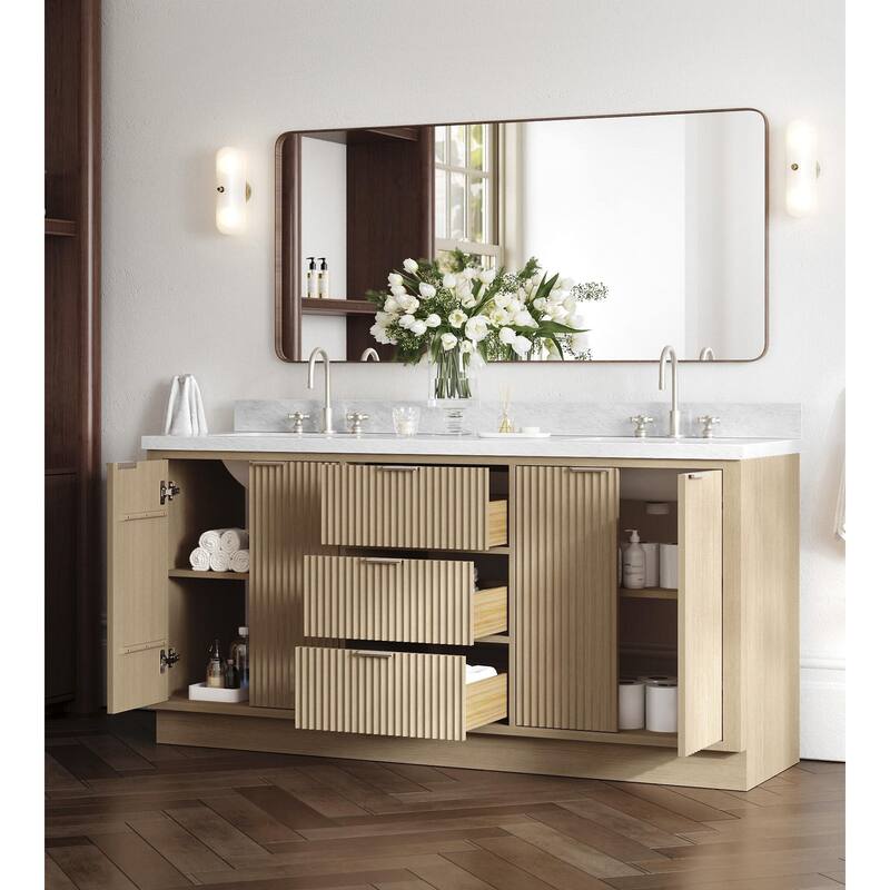 Ariel P73DCWRVO Milan 73" Free Standing Double Basin Vanity Set with